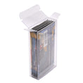 Load image into Gallery viewer, Open top view of Pokémon trading card game packs with clear protective sleeves in a protective PET case
