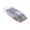 Load image into Gallery viewer, Different angle of Pokémon trading card game packs with clear protective sleeves in a protective PET case
