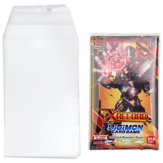 Digimon booster pack in a protective sleeve