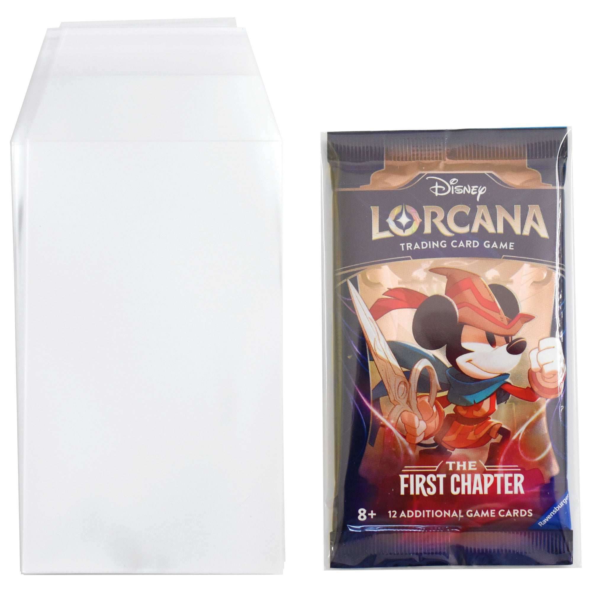 Disney Lorcana trading card game pack in a protective sleeve