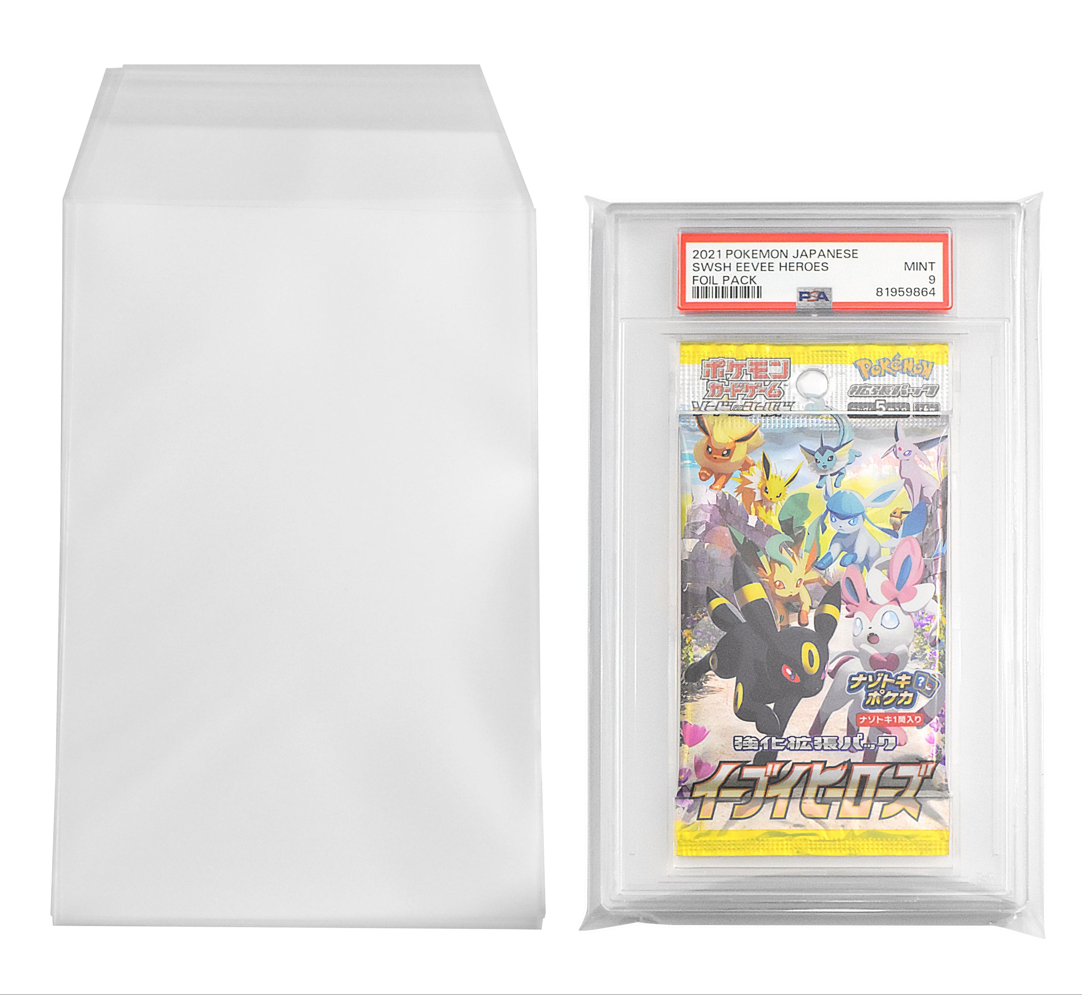 Graded Japanese Pokémon Booster Pack in a protective sleeve with a white background